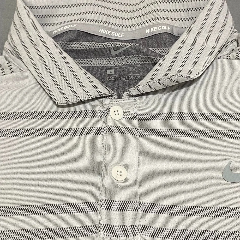 Nike Golf Tiger Woods Zonal Cooling Striped Polo Shirt Grey AA2884-100 Mens L